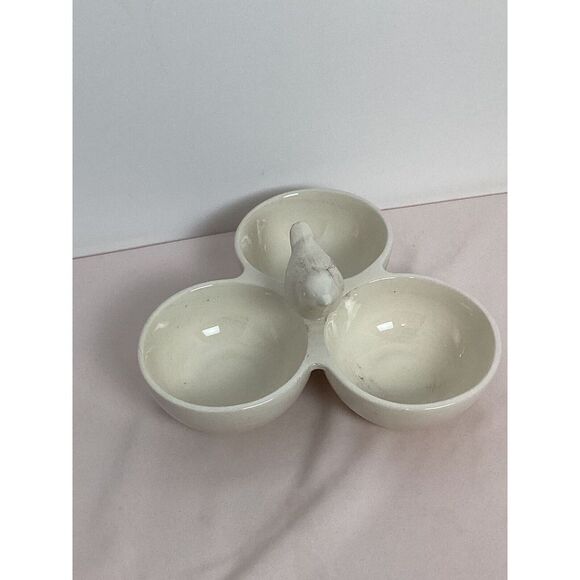 Dennis East Nut Olive Spread 3 Section Nest Bowl Bird Pottery Dish - Picture 3 of 5